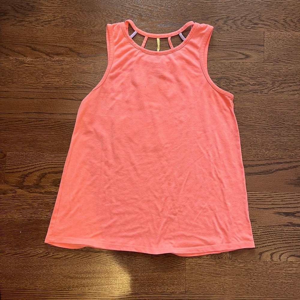 ⭐y2k vintage women's neon coral peace sign graphic tank small - Picture 7 of 7